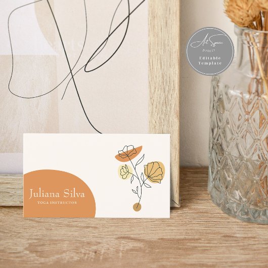 Floral Terracotta Minimalist Business Card 名刺