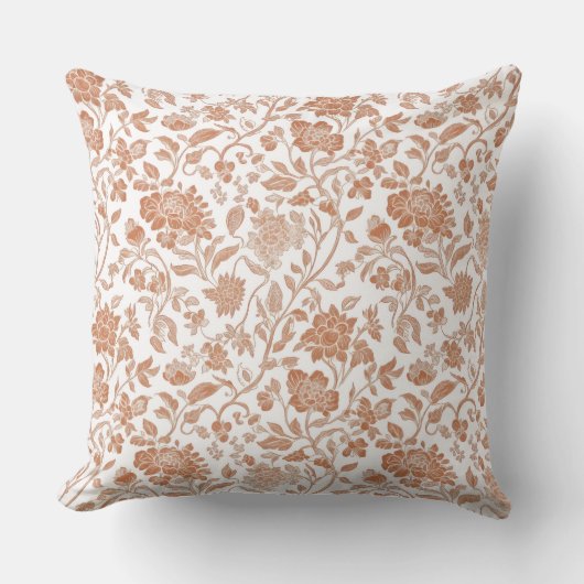 Floral Terracotta Toile Pattern クッション (正面)