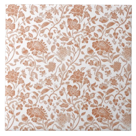 Floral Terracotta Toile Pattern タイル (正面)