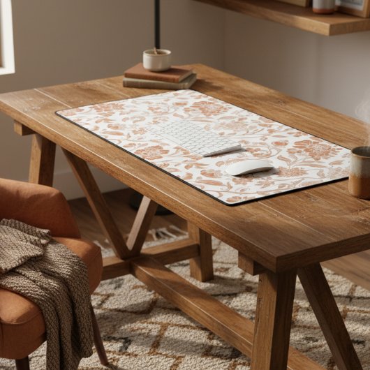 Floral Terracotta Toile Pattern デスクマット