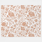 Floral Terracotta Toile Pattern フリースブランケット (正面(横))