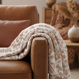 Floral Terracotta Toile Pattern フリースブランケット