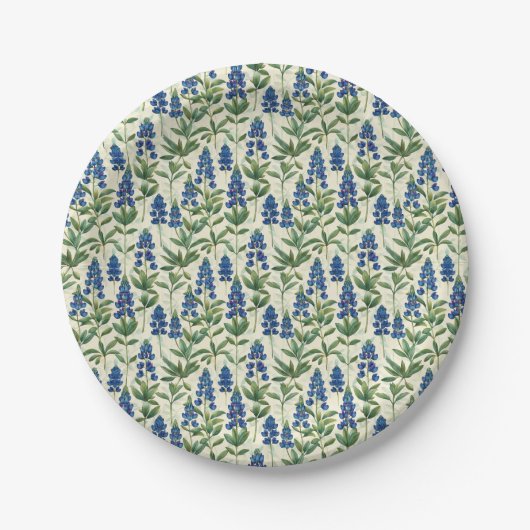 Floral Texas Bluebonnet Paper Plates Lupine Party ペーパープレート (正面)
