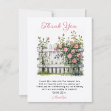 Floral Thank You Card for First Birthday 