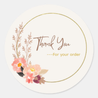 Floral 'Thank you' stickers  ラウンドシール