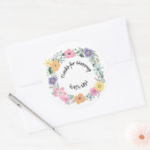 Floral "Thanks for Shopping with Us" Sticker ラウンドシール (封筒)