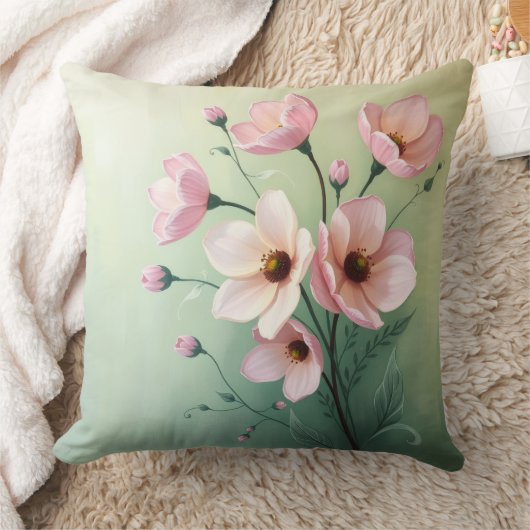 Floral Throw Pillow クッション (ブランケット)