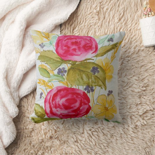 floral throw pillow クッション (ブランケット)