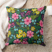 Floral Throw Pillow | Colorful Flower Cushion クッション (ブランケット)