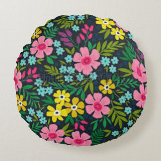Floral Throw Pillow | Colorful Flower RoundCushion ラウンドクッション