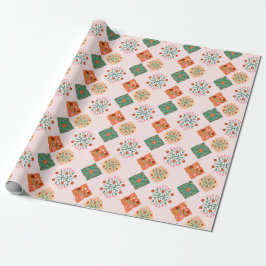 Floral Tile Wrapping Paper | Folk Garden Pattern G ラッピングペーパー