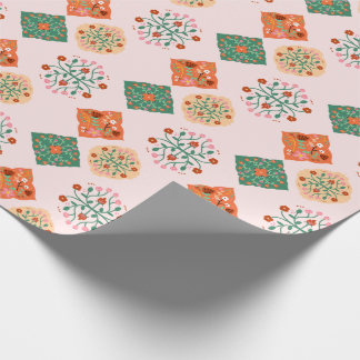 Floral Tile Wrapping Paper | Folk Garden Pattern G ラッピングペーパー