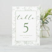 Floral Toile Green Wedding Table Card 招待状 (スタンド正面)