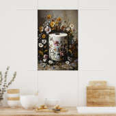 Floral Toilet Paper Roll Print, Dark Academia ポスター (キッチン)