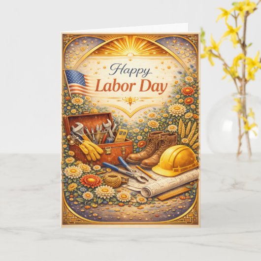 Floral Tools Happy Labor Day カード (黄色い花)