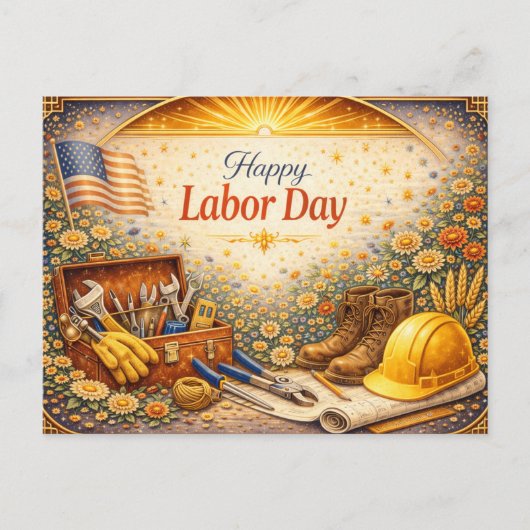 Floral Tools Happy Labor Day シーズンポストカード (正面)