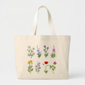 Floral tote bag, canvas tote bag with wildflowers ラージトートバッグ (正面)