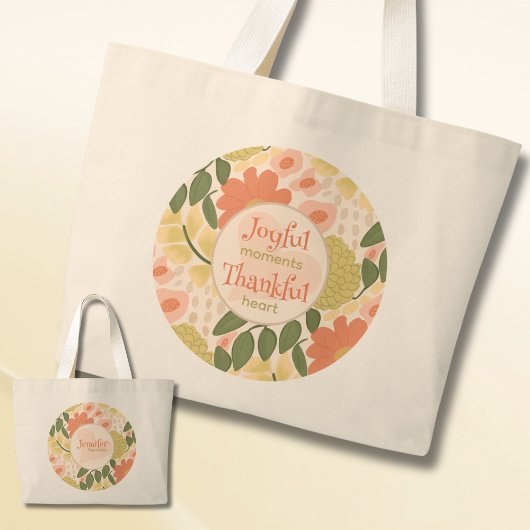 Floral Tote Bag - Joyful Moments Thankful Heart ラージトートバッグ