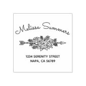 Floral Tribal Arrow, Rose Flowers Address 6 ラバースタンプ (インプリント)