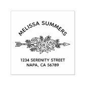 Floral Tribal Arrow, Rose Flowers Arch Address セルフインキングスタンプ (デザイン)