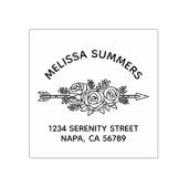 Floral Tribal Arrow, Rose Flowers Arch Address ラバースタンプ (インプリント)