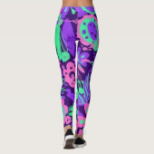 Floral Tropical Neon Colors Bright レギンス (裏面)