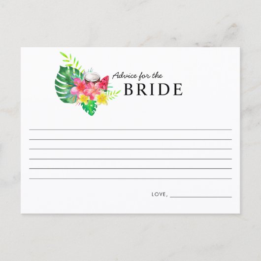 Floral Tropical Paradise Advice for the Bride Card ポストカード (正面)
