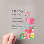 Floral Tropical Paradise Flamingo Bridal Shower アクリル招待状 (インサイチュ (ポータブル))