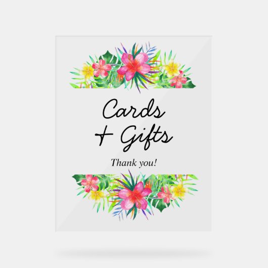 Floral Tropical Paradise Flamingo Cards and Gifts アクリルサイン (正面)