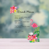 Floral Tropical Paradise Flamingo Drinks Menu アクリルサイン (ニュートラル)