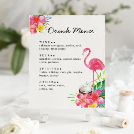 Floral Tropical Paradise Flamingo Drinks Menu ポスター
