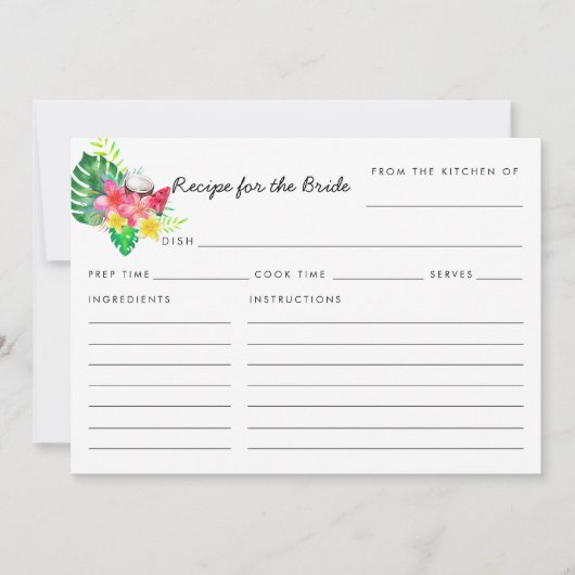 Floral Tropical Paradise Recipe for the Bride Card (正面)