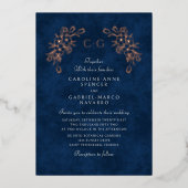 Floral Tulips Monogram Wedding 箔招待状 (正面)