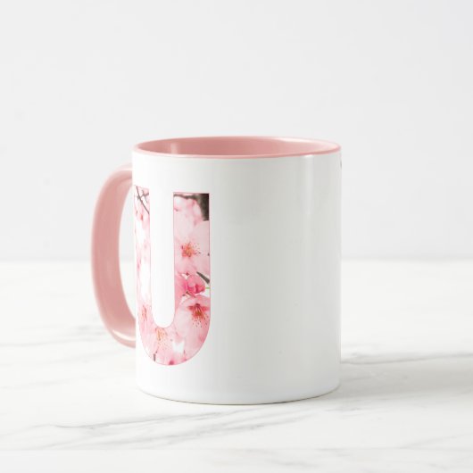 Floral U Initial Mug | Personalized Name & Traits マグカップ (正面左)