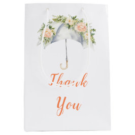 Floral Umbrella Baby Shower ミディアムペーパーバッグ