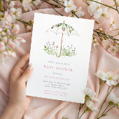 Floral Umbrella Spring Baby Shower 招待状