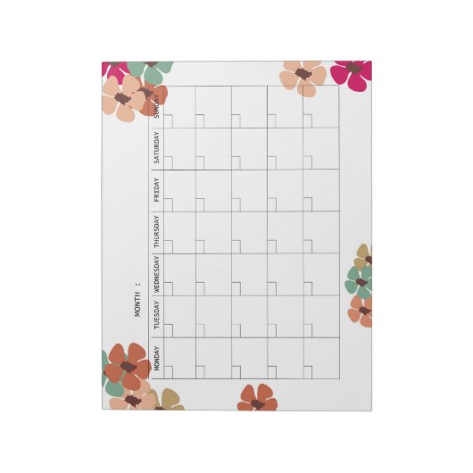 Floral Undated Monthly calender ノートパッド (回転)