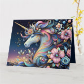 Floral Unicorn Night Fantasy カード (黄色い花)