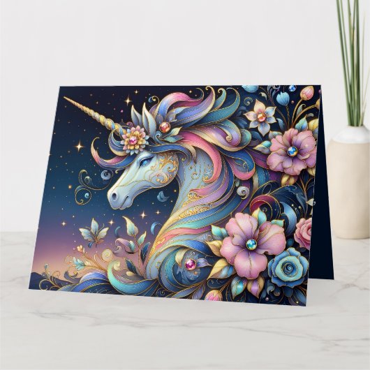 Floral Unicorn Night Fantasy カード (正面)
