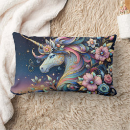 Floral Unicorn Night Fantasy ランバークッション