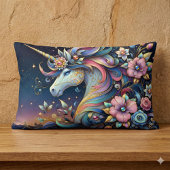 Floral Unicorn Night Fantasy ランバークッション