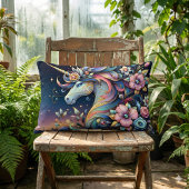 Floral Unicorn Night Fantasy ランバークッション