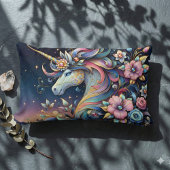 Floral Unicorn Night Fantasy ランバークッション