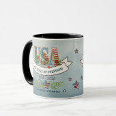Floral USA 250th Anniversary Patriotic Coffee Mug マグカップ (正面左)