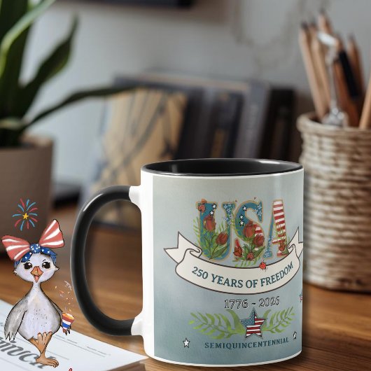 Floral USA 250th Anniversary Patriotic Coffee Mug マグカップ
