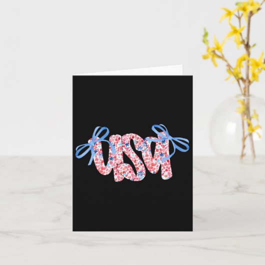 Floral Usa Coquette Bow 4th Of July America  カード (黄色い花)