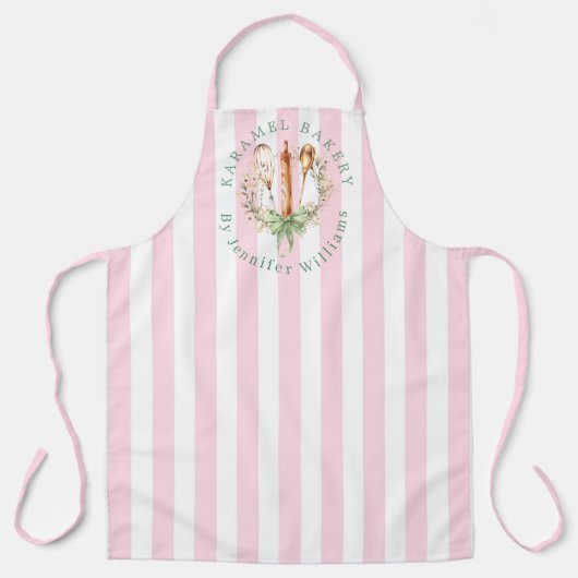 Floral Utensils Cooking Bakery Name Apron エプロン (正面)
