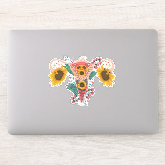Floral Uterus Anatomy Sticker, Flower Feminist  シール