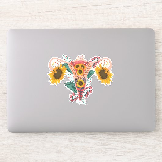 Floral Uterus Anatomy Sticker, Flower Feminist  シール (コンピューター)