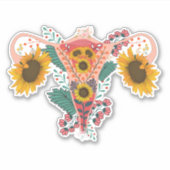 Floral Uterus Anatomy Sticker, Flower Feminist  シール (正面)